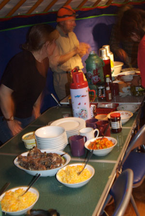 Mongolian BBQ during the Earthwatch project, 2005