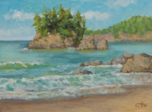 Trinidad Beach 6x8 oil on canvasboard
