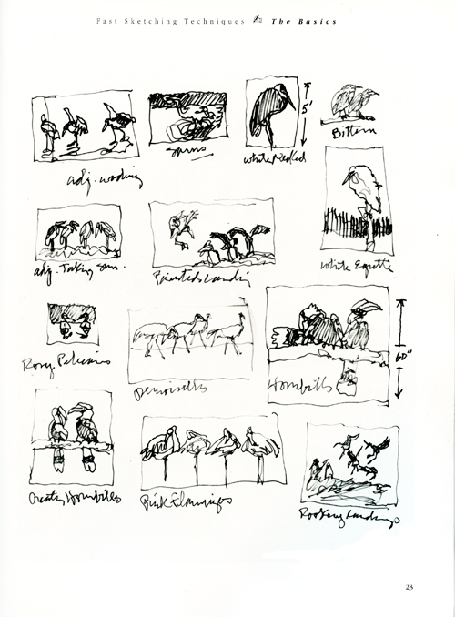 Quick, simple sketches that catch the essence of the subject without getting bogged down in detail