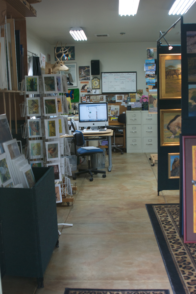 Looking from east to west with print bins and card rack