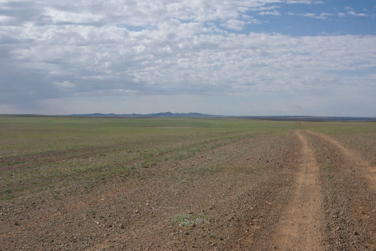 Earth road on the steppe