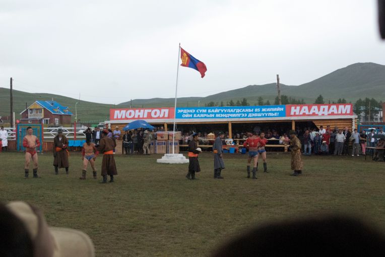 Local Naadam stadium with wrestling
