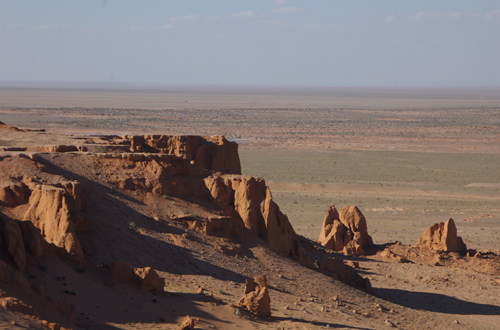 The Flaming Cliffs with the saxaul "forest" in the background