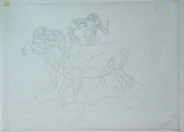 I put tracing paper over the drawing and did an outline only drawing to use for transferring the image to the canvas