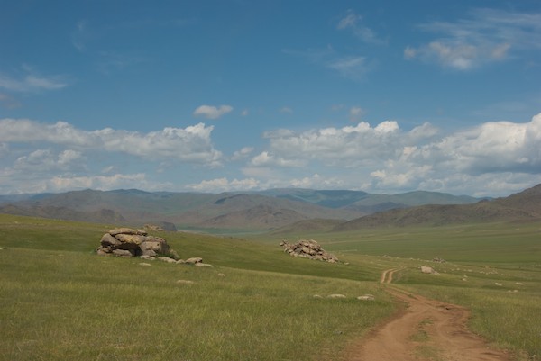 Earth road into the Hangai Mountains