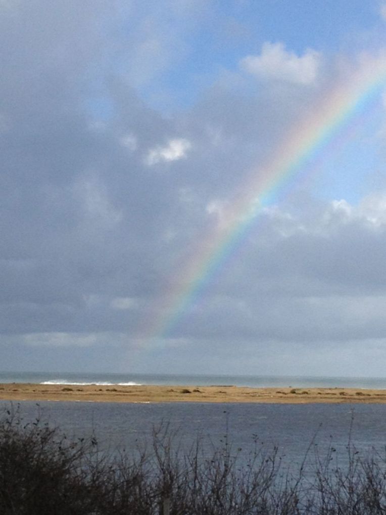 Rainbow over the Pacific Ocean.