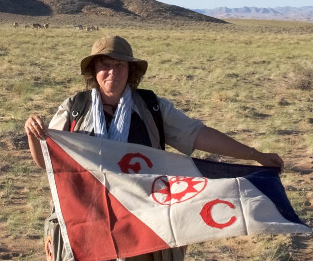 At Khomyn Tal with Flag 179 and takhi/Przewalski's horses in the background.