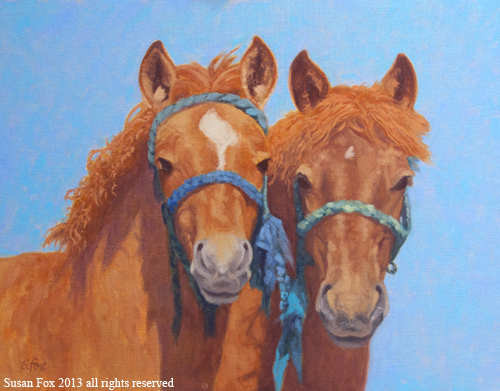 Mongol Horse Foals: Ready to Grow  14x18"  oil