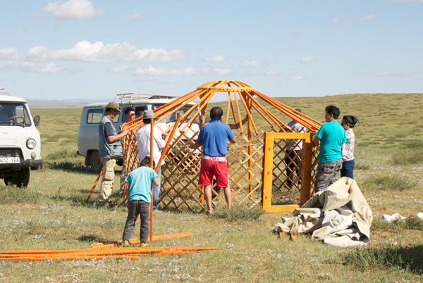 Our drivers had been helping with the set-up, including putting up a ger