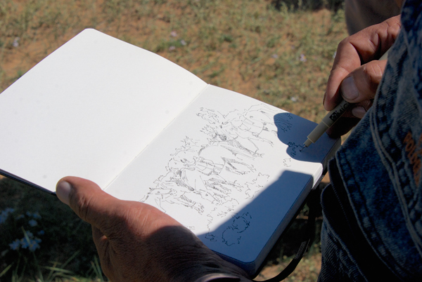 Magvandorj and I sketched the horses