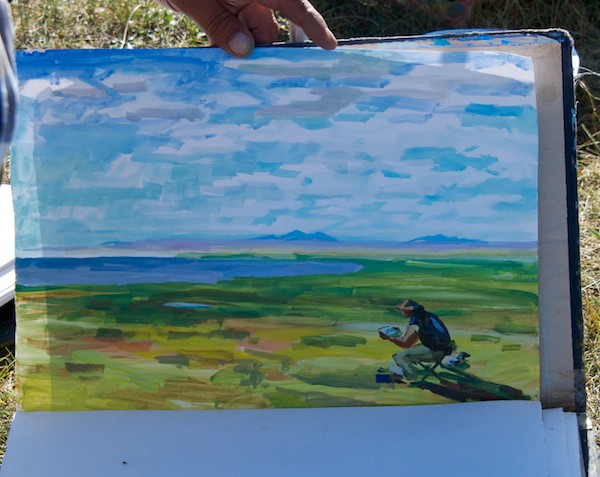 Little did I know until he was done that Magvandorj was doing a painting of me painting.