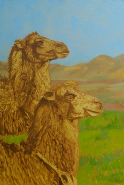 Initial color lay-in of the background.