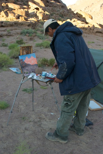 Magvandorj got his set up done the previous evening, so he was ready to catch the short-lived intense morning light.