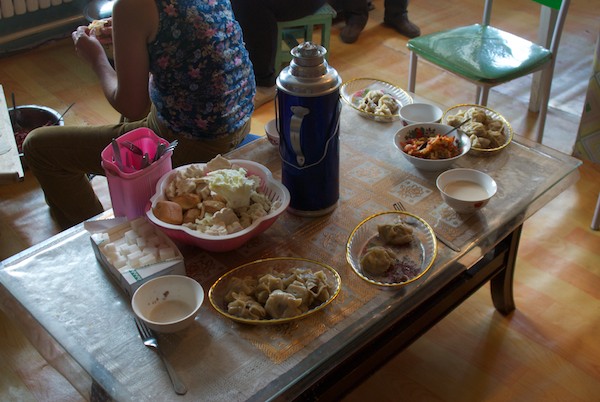 We stopped in the soum center of Erdene. One of the drivers need a part for his van. And it turned out that our other driver had relatives in town