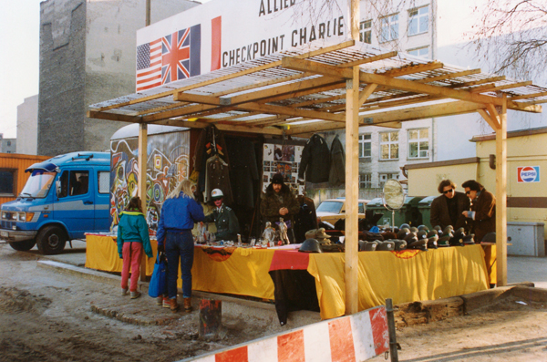 Checkpoint Charlie had been turned into a temporary souvenir shop.