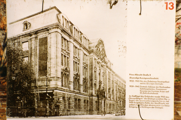 A sign at the site showing the building that had been there. So much evil, pain and terror occurred in that place.