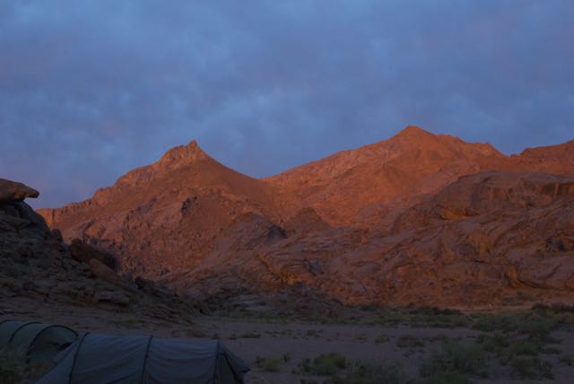 A week of rough travel and a little short on drinking water, but to crawl out one's tent to see this...