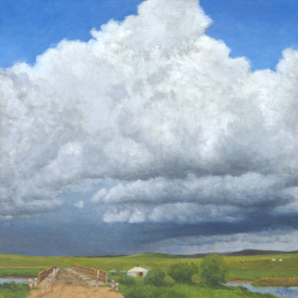 Summer Storm, Mongolia  oil 12x12"