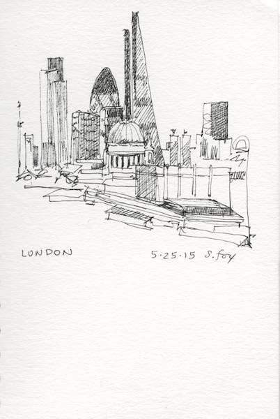 The Egg and the Dome of St. Peter's from the window of our Airbnb apartment in Soho