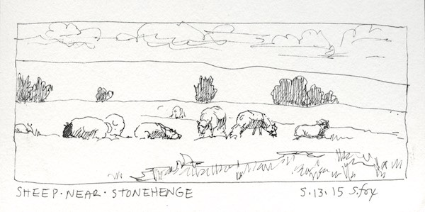 Sheep grazing near Stonehenge