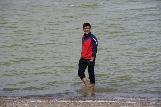Turuu wading at the "beach" on the east shore of Khar Us Nuur; he's a student I met last year who is quite a good artist and he came along on the first two weeks of the Expedition at my invitation