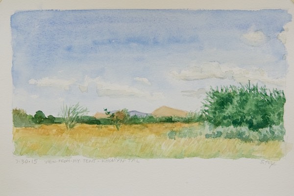 View from my tent- watercolor on cold press paper
