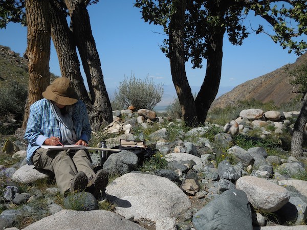 Sketching near our campsite on Jargalant Hairkhan Uul in Khar Us Nuur National Park