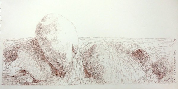 Rocks and stream- Derwent drawing pencil on paper