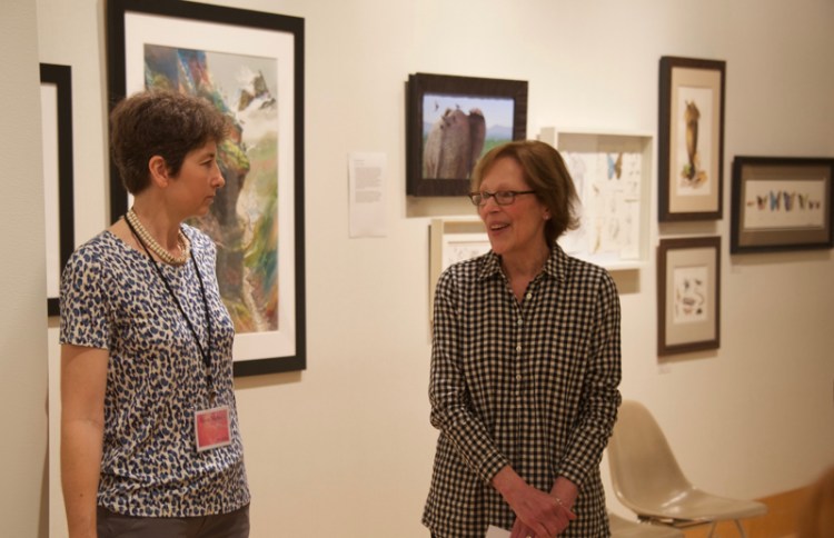 Curator Alice Sherwood (right) and Alison Nicholls