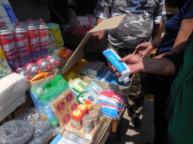 Candles and propane cans.