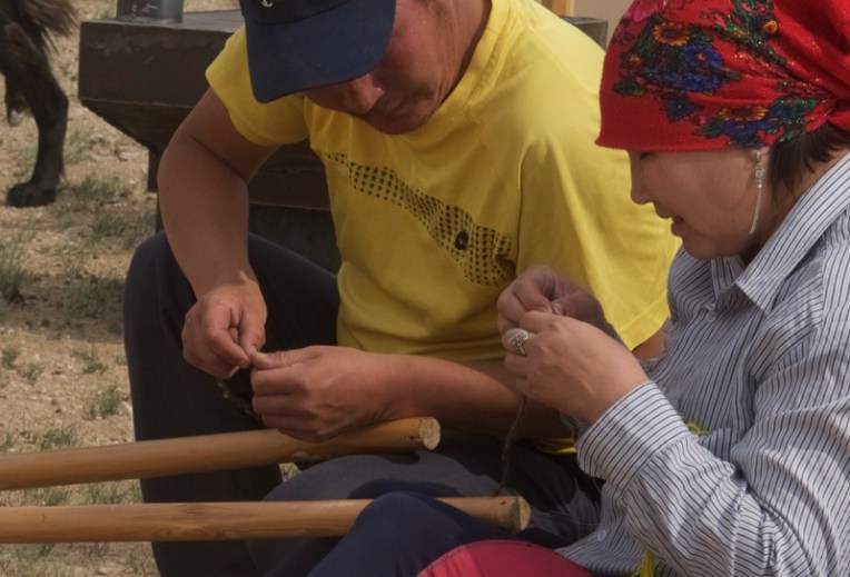 8. threading pole ends