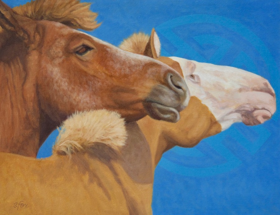 "Mongol Horses" oil 14x18"