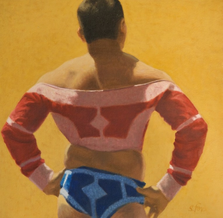 Mongol Wrestler oil 12x12" 900